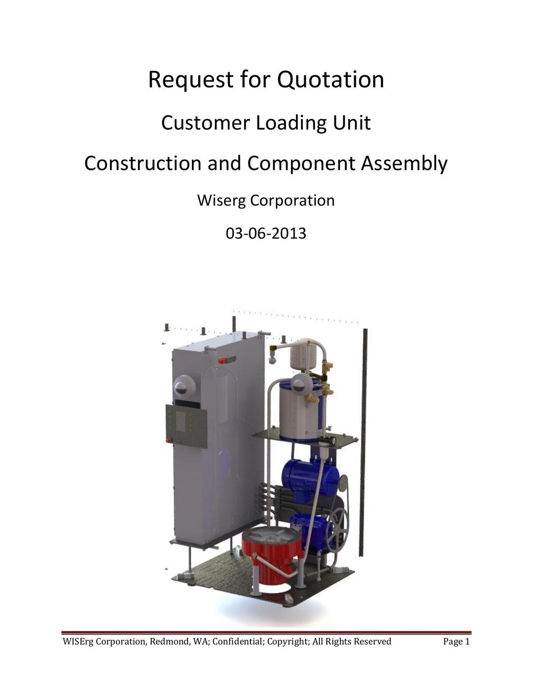 RFQ cover page with rendered unit