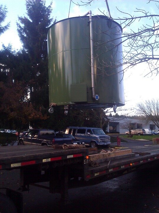 Craning a tank onto a flatbed