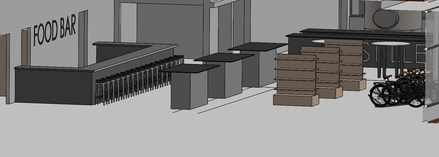 The food bar and mezzanine