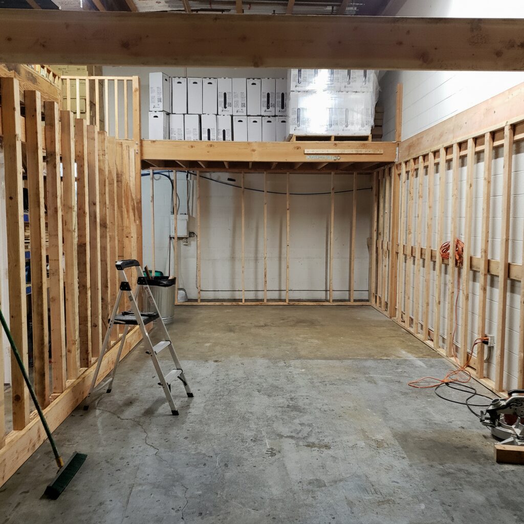 Framing a drive-in fridge
