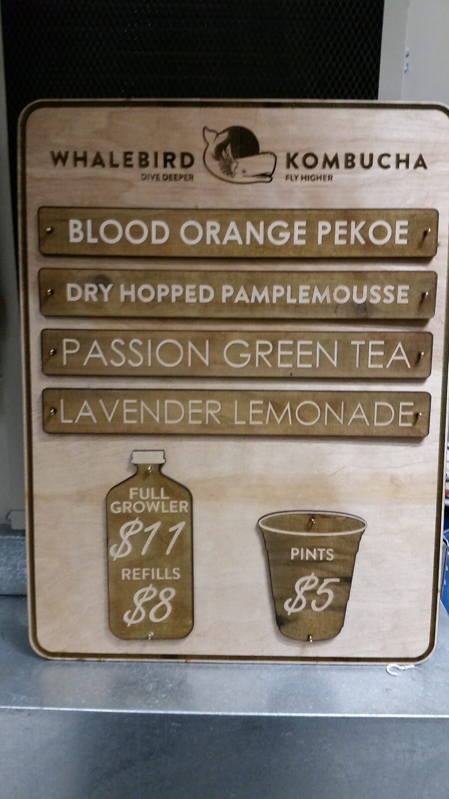 A laser-etched tap menu
