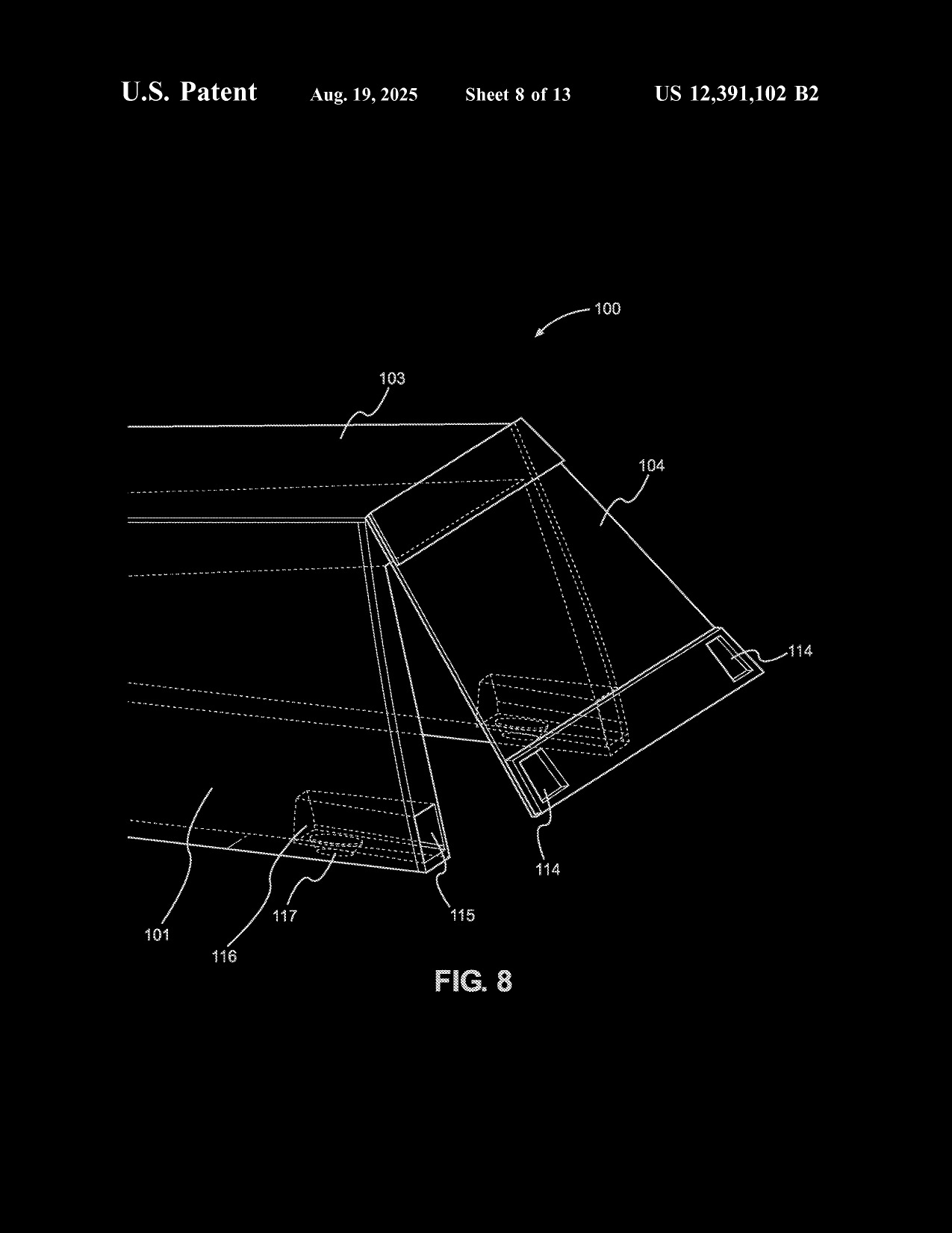 Patent drawing, strut and latch detail