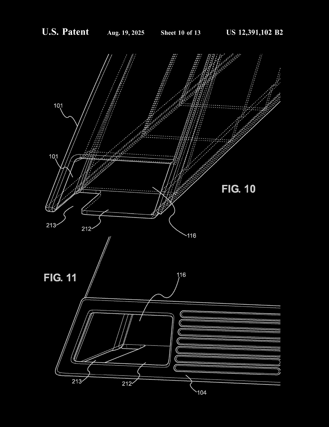 Patent drawing, rail and hatch-securing detail